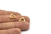 Gold Triangle Earring, 6 Gold Plated Brass Triangle Earring Posts, Pendants, Findings (11.5x13mm) E352 Q0522