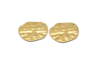 Brass Disc Charms, 12 Raw Brass Hammered Disc Charms With 1 Hole, Earrings, Pendants, Findings (21x20x0.60mm) D0677