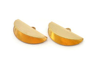 Half Moon Crimp, 2 Gold Plated Brass Ribbon Crimp End With 1 Loop, Findings (30x17.5mm) E144 Q0576