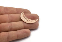 Rose Gold Crescent Pendant, 1 Rose Gold Plated Brass Textured Crescent Pendants With 2 Loops (34x11mm) V053