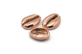 Rose Gold Shell Finding, 2 Rose Gold Plated Brass Cowrie Shell Findings, Pendants, Charms, Earrings, Beads E276
