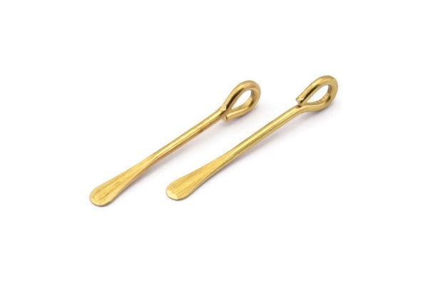 Paddle Eye Pins, 12 Raw Brass Paddle Eye Pins (25x1.2mm) D0410