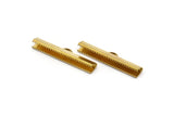 Ribbon End Claps, 20 Raw Brass Ribbon Crimp Ends With 1 Loop, Jewelry Findings (36mm) D0454