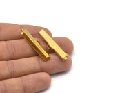 Ribbon End Claps, 20 Raw Brass Ribbon Crimp Ends With 1 Loop, Jewelry Findings (36mm) D0454