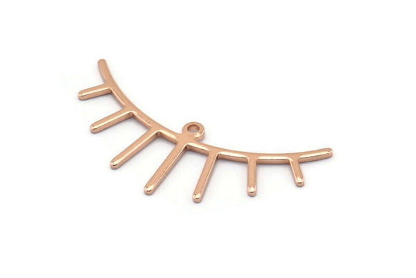 Rose Gold Eyelash Charm, 4 Rose Gold Plated Brass Eyelash Charms With 1 Loop, Pendants, Earrings (36x14x1mm) D1252 Q1041