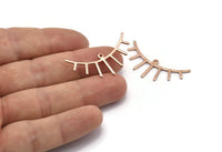 Rose Gold Eyelash Charm, 4 Rose Gold Plated Brass Eyelash Charms With 1 Loop, Pendants, Earrings (36x14x1mm) D1252 Q1041