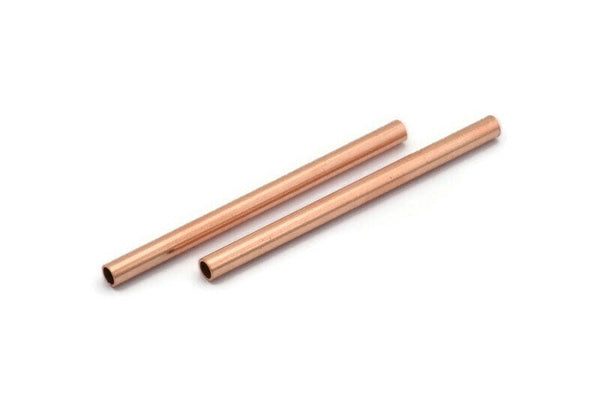 Copper Tube Beads - 12 Raw Copper Tubes (4x60mm) D0476