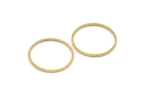 Brass Circle Connectors, 24 Raw Brass Textured Circle Connectors (20x0.8x1mm) BS 1749