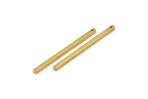Tiny Necklace Bar, 24 Raw Brass Bar Connectors, Necklace, Earring, Bracelet Findings With 1 Hole (2x40mm) BS 1753