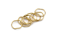 Brass Circle Rings, 24 Raw Brass Wavy Circle Rings, Charms (16.5x0.80x1.5mm) BS 1759