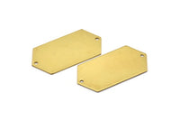 Long Hexagon Blank, 8 Raw Brass Hexagon Blanks with 2 Holes  (23x44.5x0.80mm) D0397