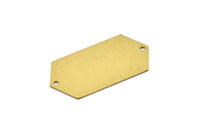 Long Hexagon Blank, 8 Raw Brass Hexagon Blanks with 2 Holes  (23x44.5x0.80mm) D0397