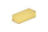 Long Hexagon Blank, 8 Raw Brass Hexagon Blanks with 2 Holes  (23x44.5x0.80mm) D0397