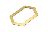 Hexagon Choker Charm, 6 Raw Brass Hexagon Charms, Pendants (54x32x0.80mm) D0396