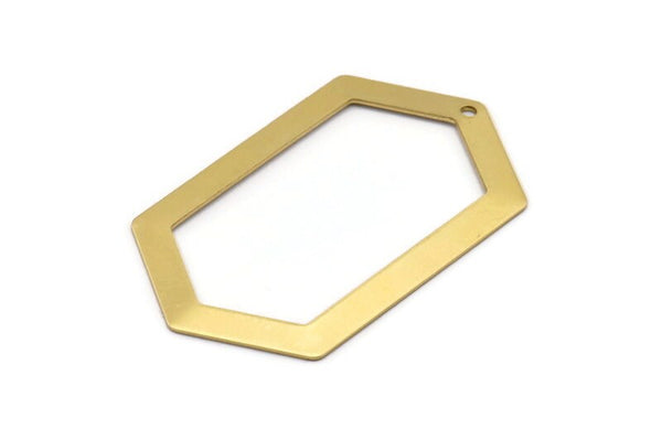 Hexagon Choker Charm, 6 Raw Brass Hexagon Charms, Pendants (54x32x0.80mm) D0396