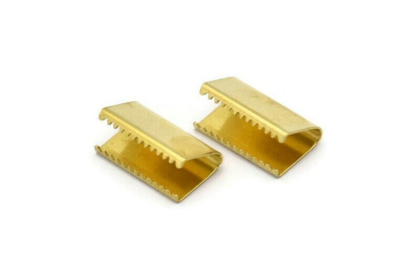 Brass Ribbon Crimp, 20 Raw Brass Ribbon Crimp Ends Without Loop, Findings (16x9.5mm)  Brs 16905  D0461