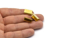 Brass Ribbon Crimp, 20 Raw Brass Ribbon Crimp Ends Without Loop, Findings (16x9.5mm)  Brs 16905  D0461