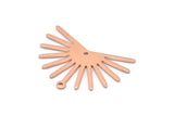 Copper Sun Charm, 8 Raw Copper Sun Charms With 1 Loop And 1 Hole, Findings (21x30x0.80mm) M02373