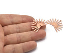 Copper Sun Charm, 8 Raw Copper Sun Charms With 1 Loop And 1 Hole, Findings (21x30x0.80mm) M02373