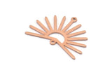 Copper Sun Charm, 8 Raw Copper Sun Charms With 2 Loops, Findings (21x30x0.80mm) M02371