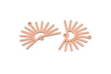 Copper Sun Charm, 8 Raw Copper Sun Charms With 2 Loops, Findings (21x30x0.80mm) M02371