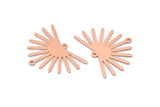 Copper Sun Charm, 8 Raw Copper Sun Charms With 2 Loops, Findings (21x30x0.80mm) M02374