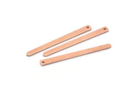 Copper Necklace Bar, 24 Raw Copper Rectangle Charms With 1 Hole, Pendants, Findings (35x3x0.80mm) M02384