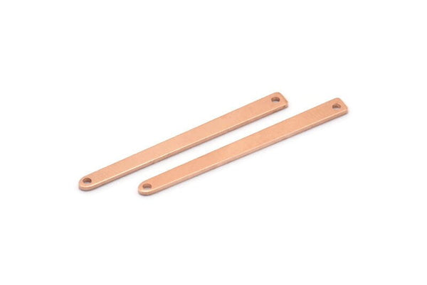 Copper Necklace Bar, 24 Raw Copper Rectangle Charms With 2 Holes, Pendants, Findings (35x3x0.80mm) M02386