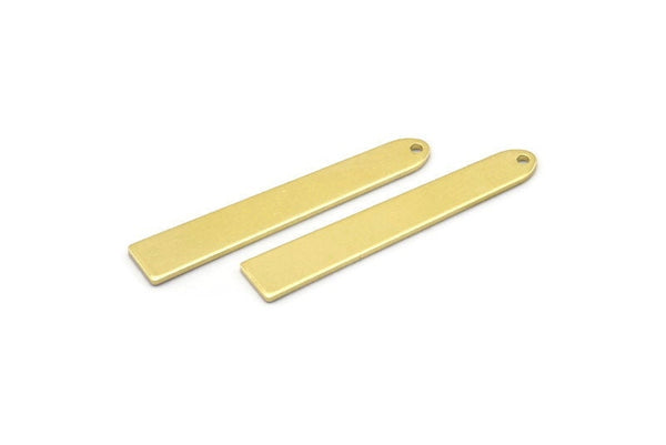 Brass Necklace Bar, 12 Raw Brass Rectangle Charms With 1 Hole, Pendants, Findings (35x6x0.80mm) M02388