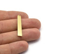 Brass Necklace Bar, 12 Raw Brass Rectangle Charms With 1 Hole, Pendants, Findings (35x6x0.80mm) M02388