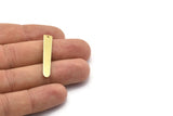 Brass Necklace Bar, 12 Raw Brass Rectangle Charms With 1 Hole, Pendants, Findings (35x6x0.80mm) M02389