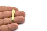 Brass Necklace Bar, 12 Raw Brass Rectangle Charms With 2 Holes, Pendants, Findings (35x6x0.80mm) M02390