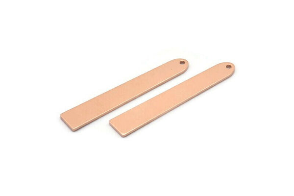 Copper Necklace Bar, 12 Raw Copper Rectangle Charms With 1 Hole, Pendants, Findings (35x6x0.80mm) M02396