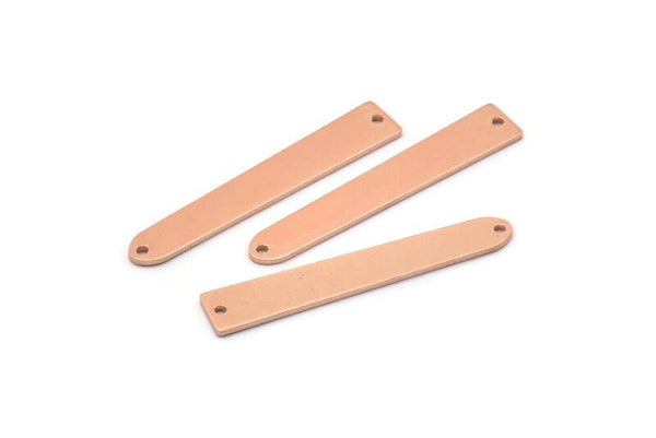 Copper Necklace Bar, 12 Raw Copper Rectangle Charms With 2 Holes, Pendants, Findings (35x6x0.80mm) M02398