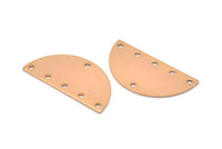 Half Moon Charm, 2 Rose Gold Plated Brass Semi Circle Blanks With 6 Holes (30x15x0.8mm) B0161 Q0442