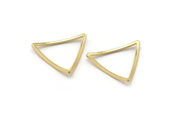 Gold Triangle Charm, 25 Gold Lacquer Plated Brass Open Cambered Triangle Ring Charms (20x0.8mm) BS 1212