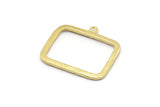 Brass Rectangle Pendant, 3 Raw Brass Hammered Rectangle Pendants with 1 Loop, Necklace Findings (30x24x1.7mm) BS 1869