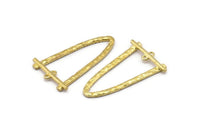 Brass Oval Pendant, 4 Raw Brass Hammered Oval Pendants with 2 Loops, Necklace Findings (39x23x1.5mm) BS 1871