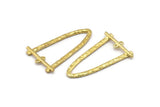 Brass Oval Pendant, 4 Raw Brass Hammered Oval Pendants with 2 Loops, Necklace Findings (39x23x1.5mm) BS 1871