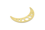 Brass Moon Charm, 10 Raw Brass Moon Phases Charms With 1 Hole (36x9x0.80mm) M02353