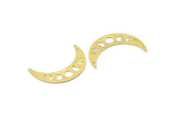 Brass Moon Charm, 10 Textured Raw Brass Moon Phases Charms With 1 Hole (36x9x0.80mm) M02354