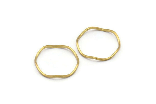 Brass Circle Rings, 24 Raw Brass Wavy Circle Rings, Charms (18x0.8mm) BS 1805