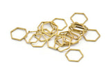 Brass Hexagon Charm, 50 Raw Brass Hexagon Ring Charms (12x0.6x0.8mm) BS 1842