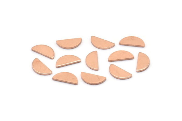 Copper Geometric Blank, 100 Copper Brass Tiny Semi Circle Blanks, Findings (9x4x0.80mm) M02358