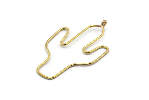 Cactus Earring Wires, 2 Raw Brass Cactus Earring Findings, Jewelry Supplies, Findings, Charms (54x31x1mm) Bs 1701