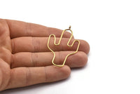 Cactus Earring Wires, 2 Raw Brass Cactus Earring Findings, Jewelry Supplies, Findings, Charms (54x31x1mm) Bs 1701