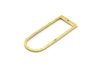D Shape Rings, 4 Raw Brass Hammered D Shape Connectors With 1 Hole, Rings  (47x18x1.4mm) BS 1894