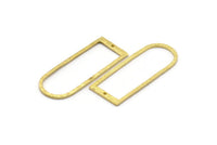 D Shape Rings, 4 Raw Brass Hammered D Shape Connectors With 1 Hole, Rings  (47x18x1.4mm) BS 1894