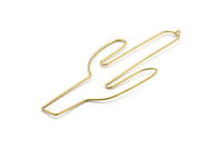 Brass Cactus Earring Finding, 2 Raw Brass Huge Wire Cactus Earring Wires, Jewelry Supplies, Findings, Charms (113x41x1mm) Bs 1703