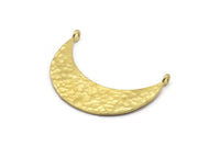 Hammered Crescent Pendant, 3 Raw Brass Hammered Crescent Pendants With 2 Loops (34x10x1.2mm) BS 1893